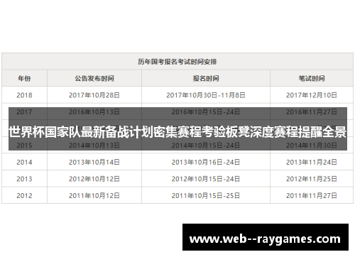 世界杯国家队最新备战计划密集赛程考验板凳深度赛程提醒全景 世界杯国家队最新备战计划密集赛程考验板凳深度赛程提醒全景